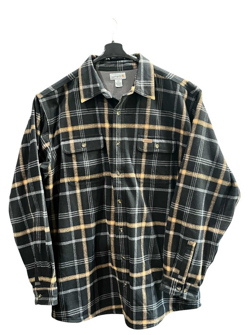 Carhartt HEAVY Black/Tan Men’s Youngstown Thermal Lined Shirt Jacket size 2XLT